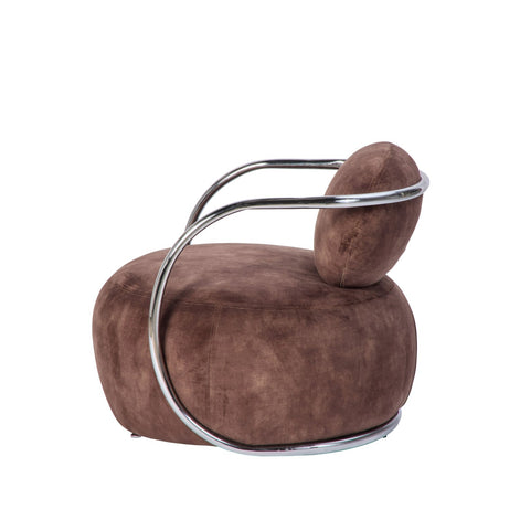 Jex Armchair Antique Brown and Brushed Chrome
