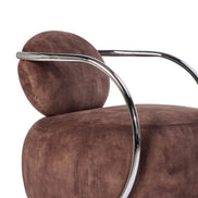 Jex Armchair Antique Brown and Brushed Chrome