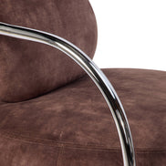 Jex Armchair Antique Brown and Brushed Chrome