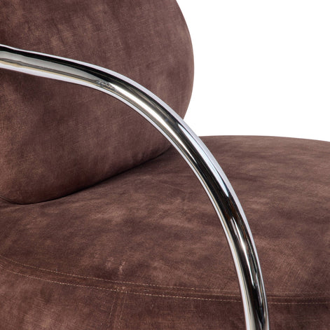 Jex Armchair Antique Brown and Brushed Chrome