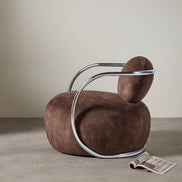 Jex Armchair Antique Brown and Brushed Chrome