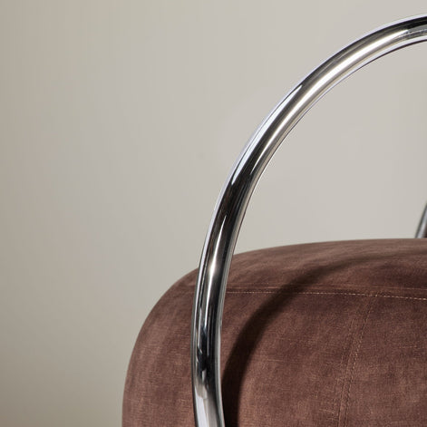 Jex Armchair Antique Brown and Brushed Chrome