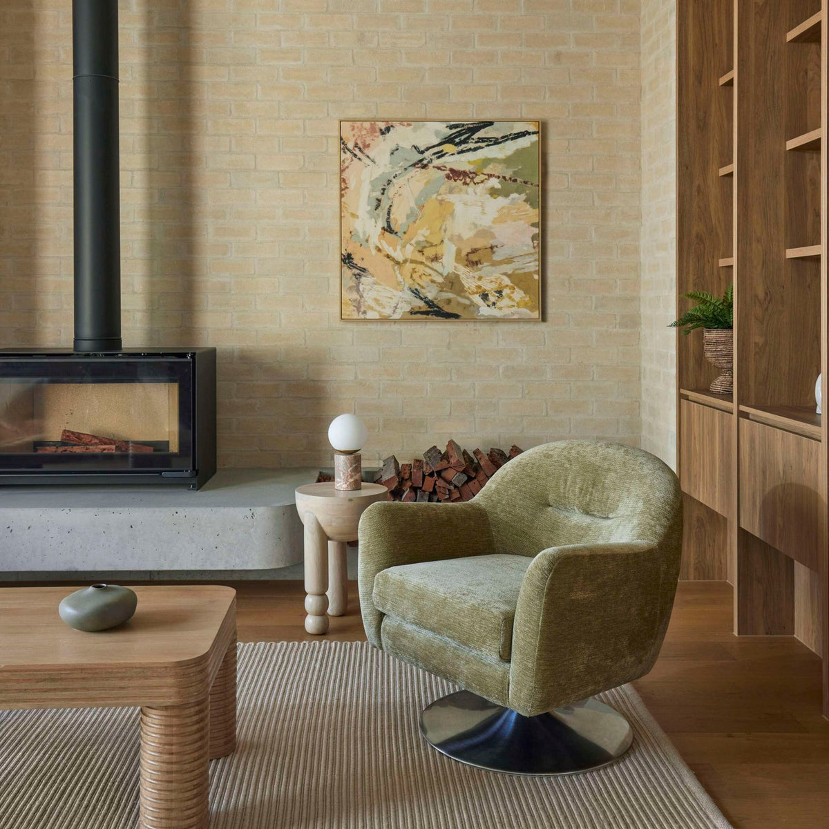 Jasper Swivel Chair Olive & Chrome
