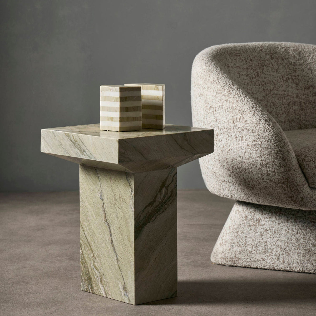 Lucca Swivel Chair White & Taupe