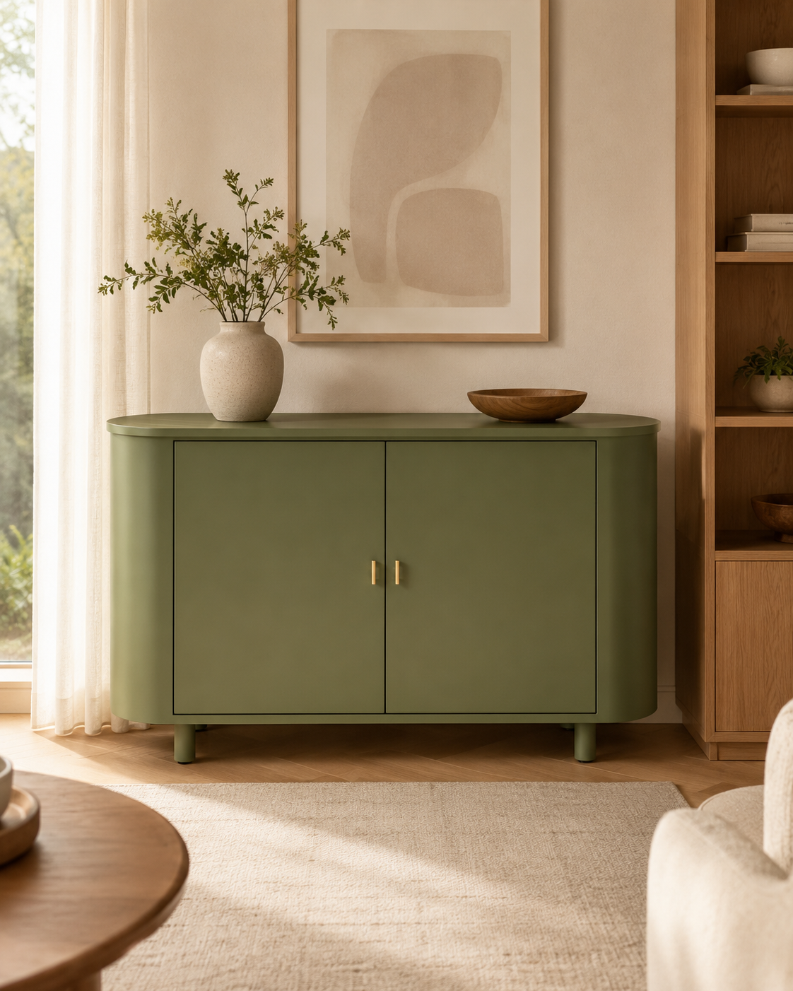 Oslo Wood Sideboard 150x38x81cm Olive