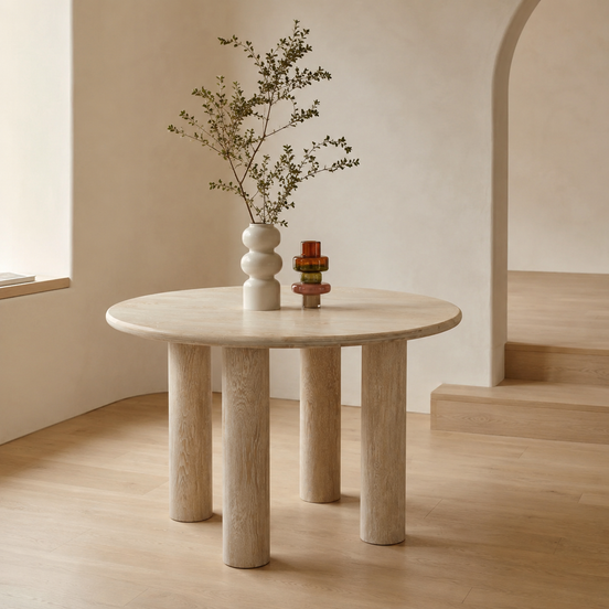 Plaza Wood Dining Table White Oak 120
