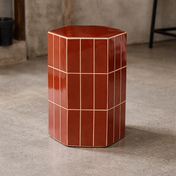Seidler Ceramic Tile Stool Rust
