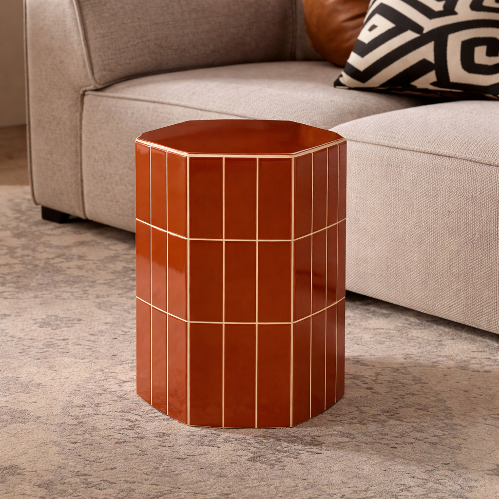 Seidler Ceramic Tile Stool Rust