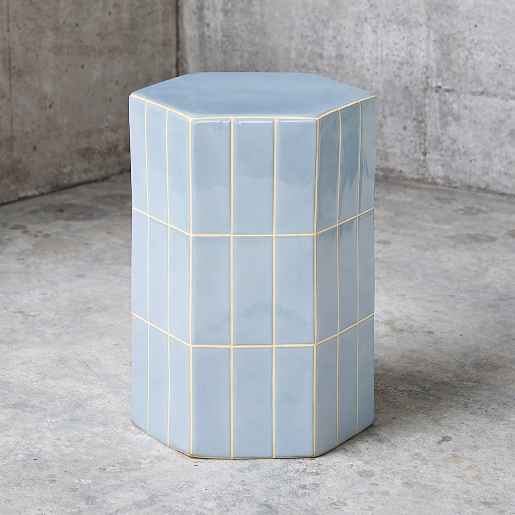 Seidler Ceramic Tile Stool Blue