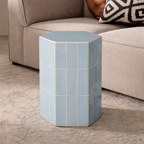 Seidler Ceramic Tile Stool Blue