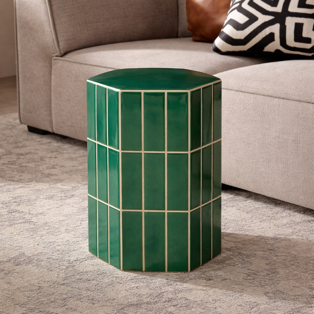 Seidler Ceramic Tile Stool Pine
