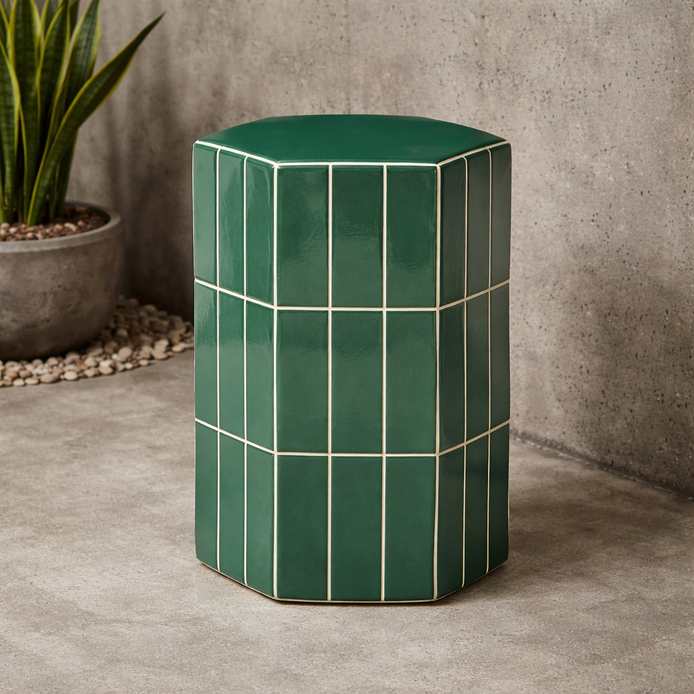 Seidler Ceramic Tile Stool Pine