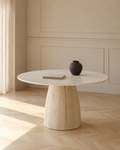 Sia Marble/Wood Dining Table 120x76cm Wh