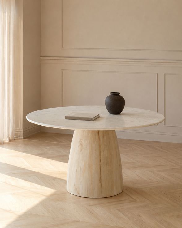 Sia Marble/Wood Dining Table 120x76cm Wh