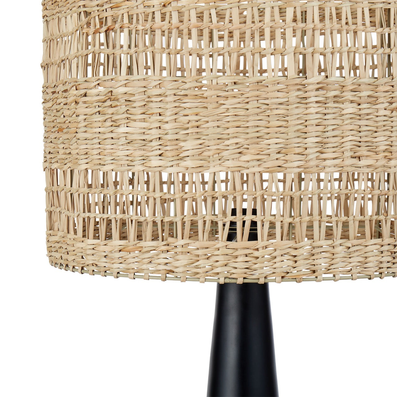 Woven Seagrass Floor Lamp Black