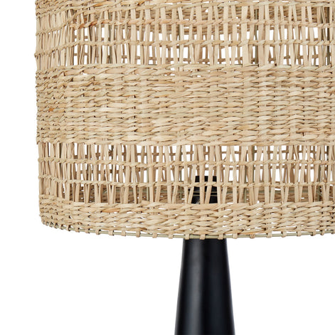 Woven Seagrass Floor Lamp Black