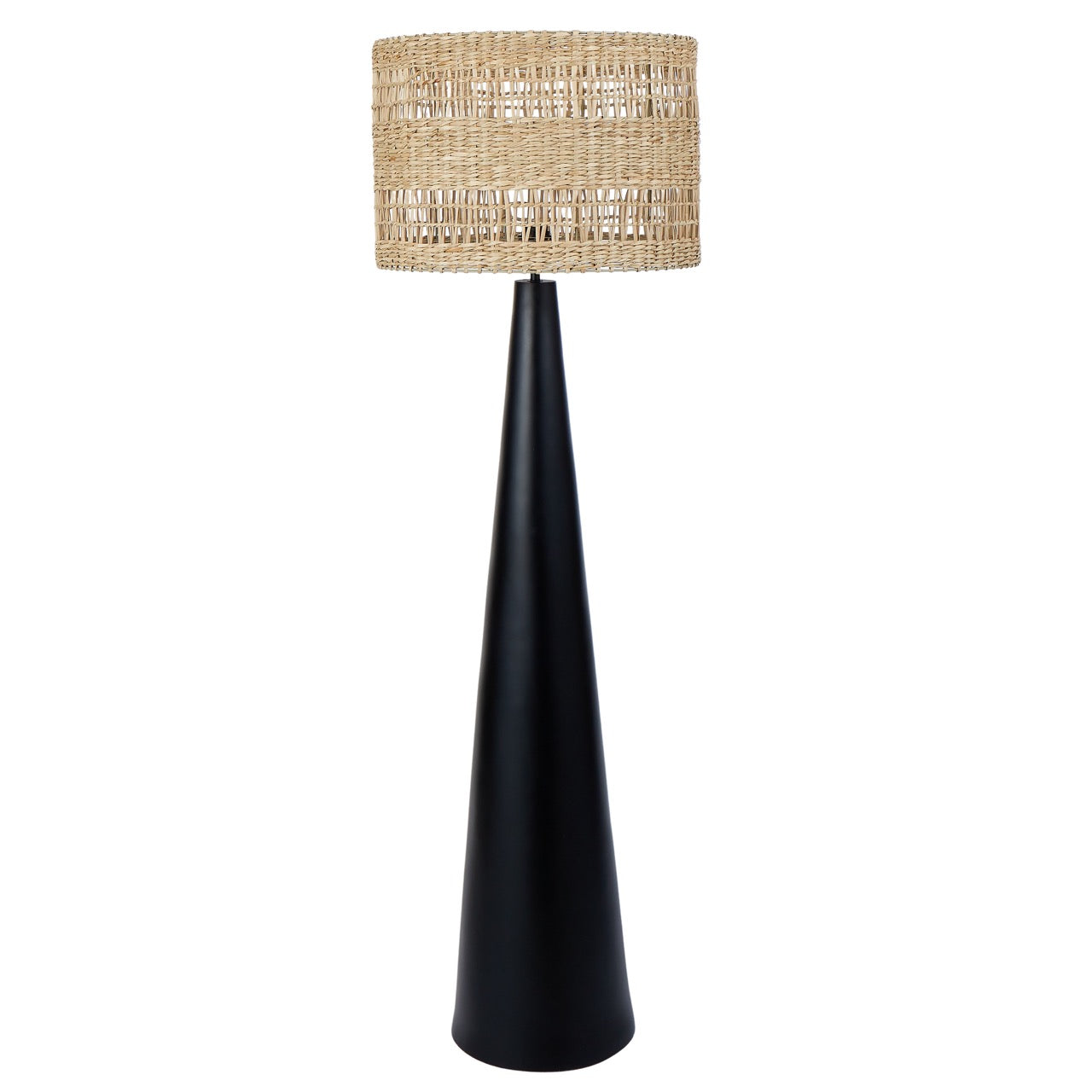 Woven Seagrass Floor Lamp Black