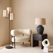 Tiered Trio Shade Floor Lamp Black & Natural