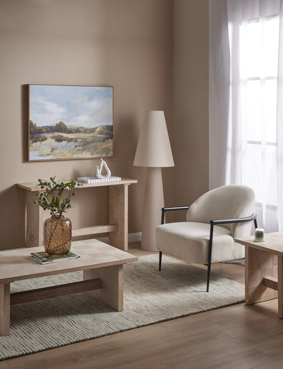 Carrington Linen Floor Lamp Natural