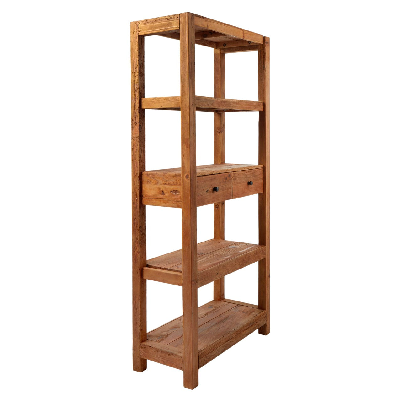 Reclaimed Pine Wood Shelving Unit Natural