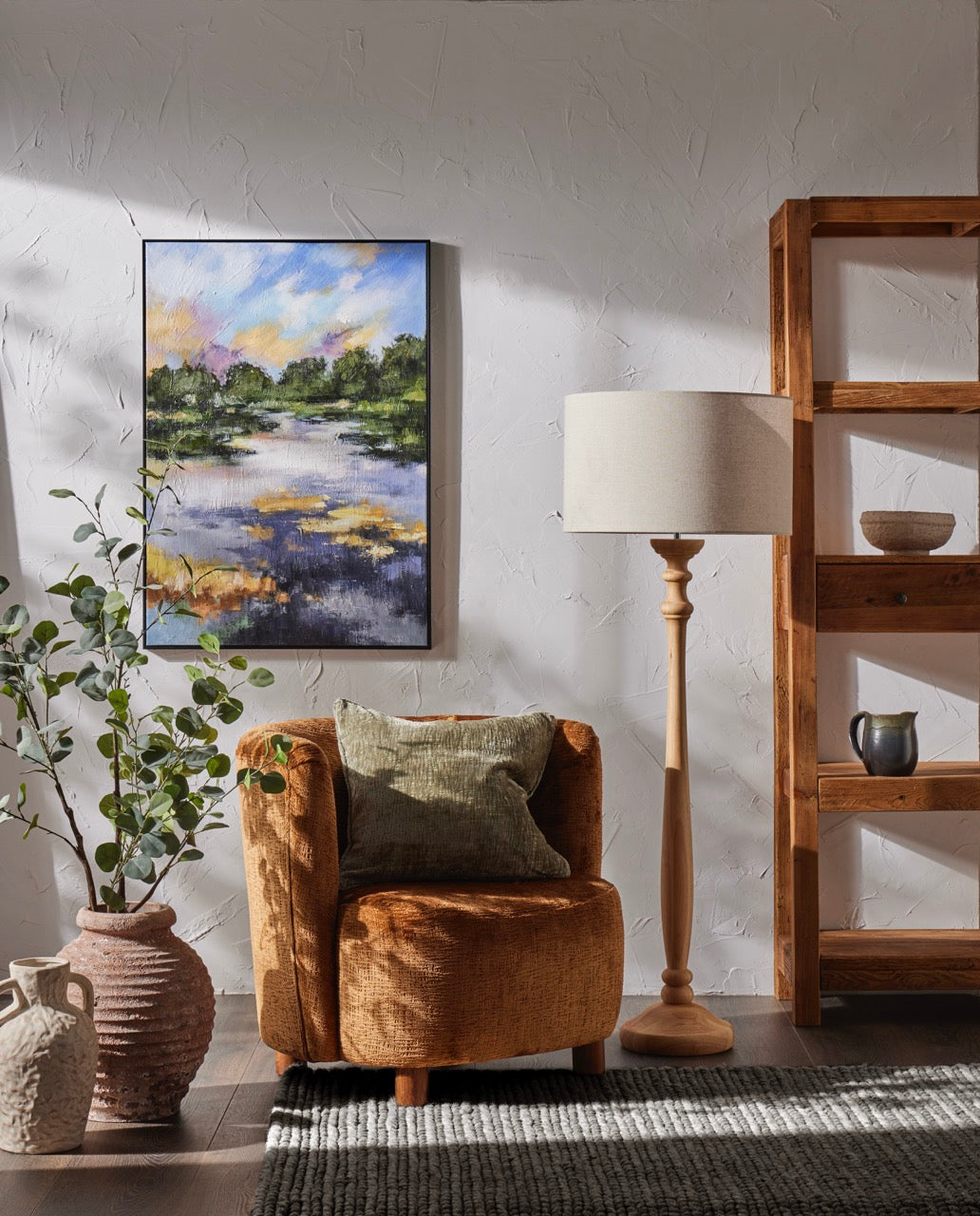 Reclaimed Pine Wood Shelving Unit Natural