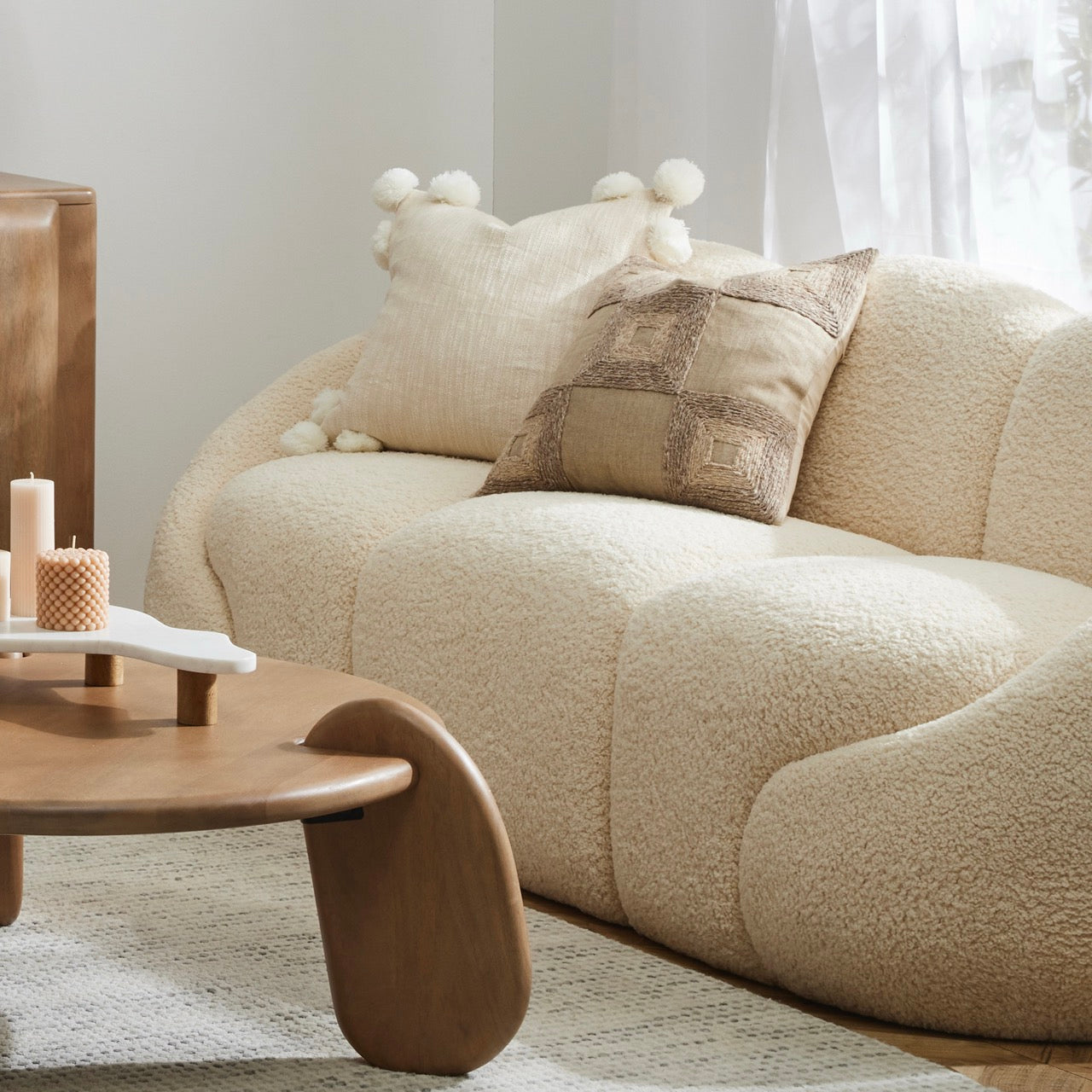 Formes Teddy Bear Curved 3 Seater Sofa Off White
