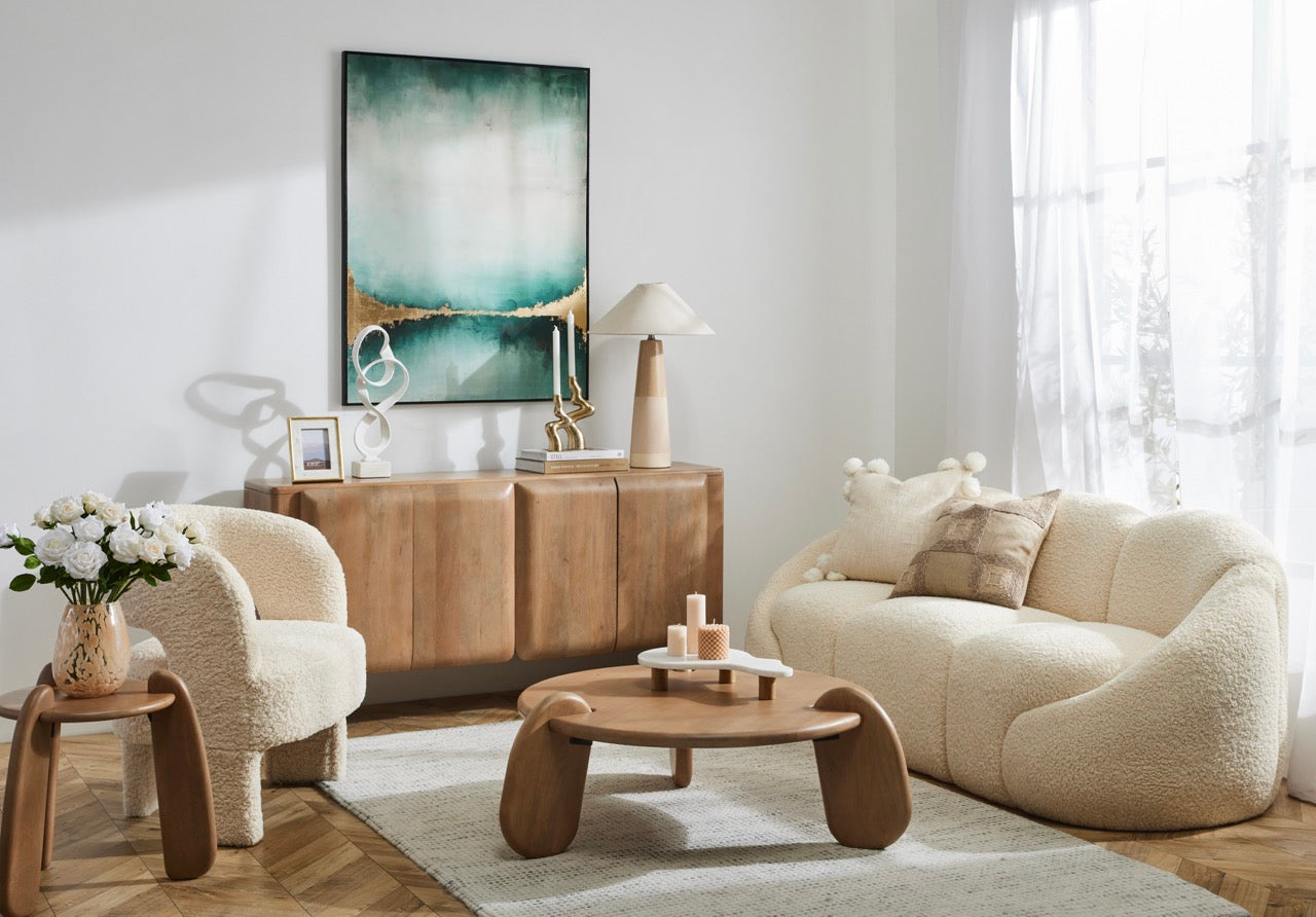 Formes Teddy Bear Curved 3 Seater Sofa Off White