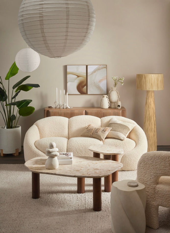 Formes Teddy Bear Curved 3 Seater Sofa Off White