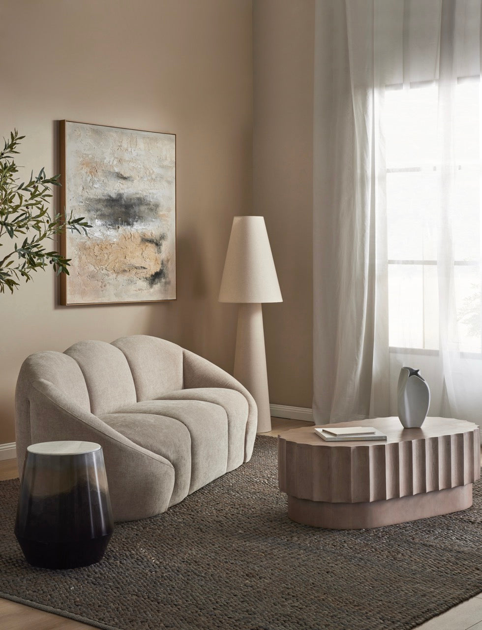 Formes Curved 3 Seater Sofa Taupe