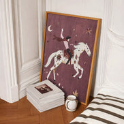 Into the Night Cowboy Frame Glass Print