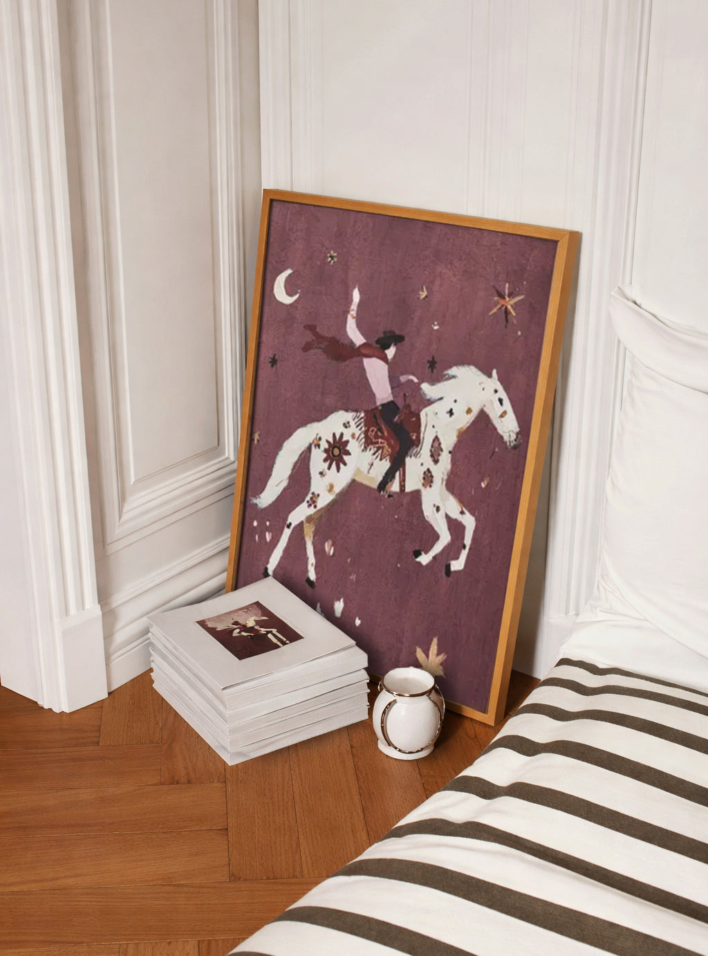 Into the Night Cowboy Frame Glass Print