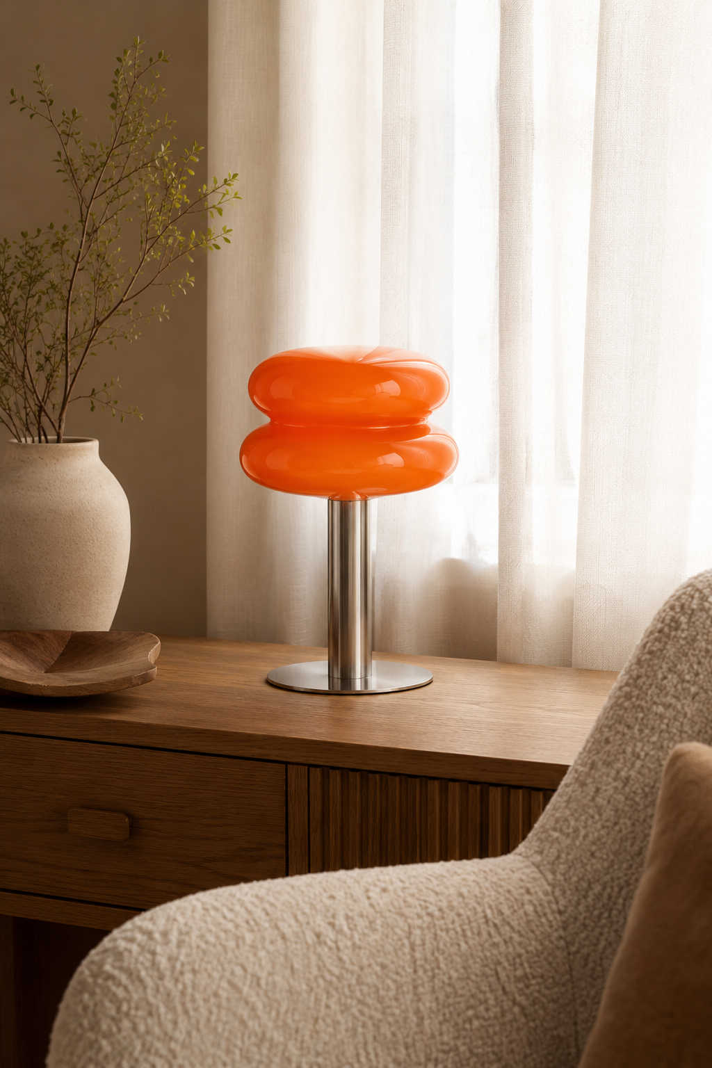 Dean Glass/Chrome Lamp Orange (Set of two)