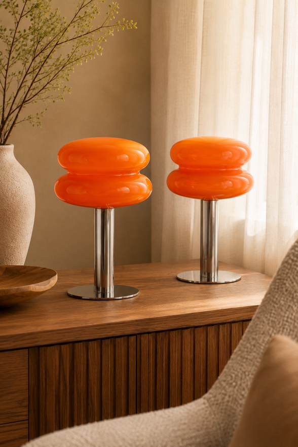 Dean Glass/Chrome Lamp Orange (Set of two)