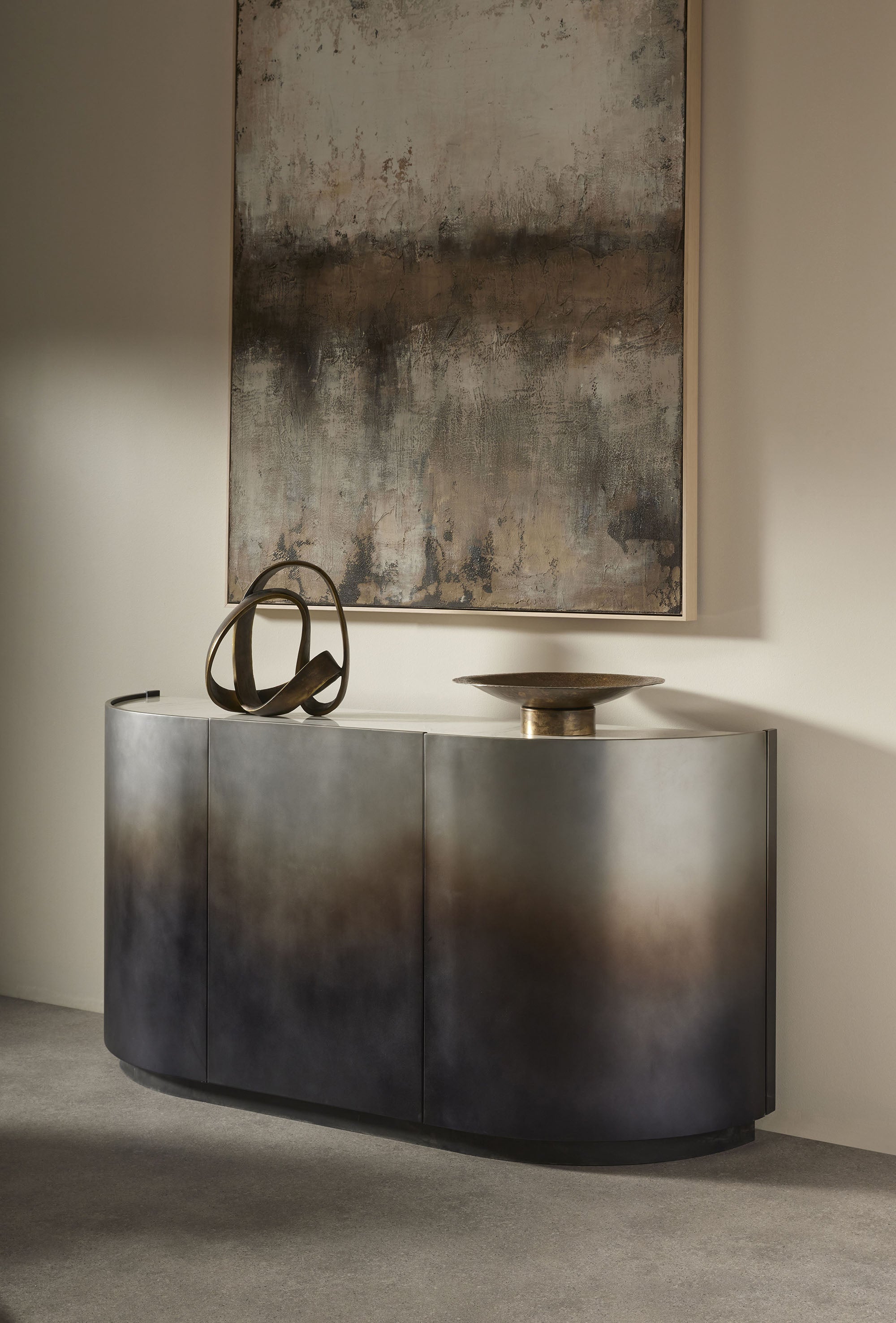 Oversized Hand Painted Wall Art Grey 150x5x120cm