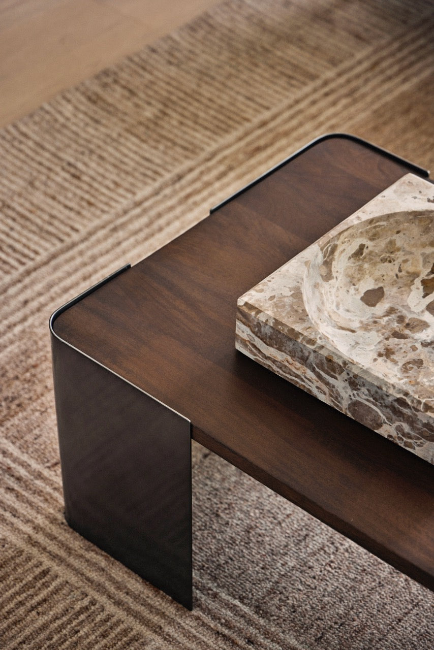Asher Coffee Table Gunmetal & Walnut
