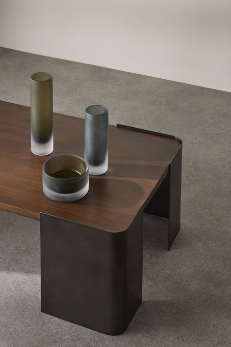 Asher Coffee Table Gunmetal & Walnut