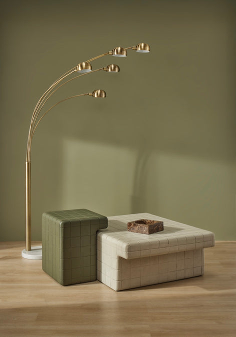 Aiden Floor Lamp Brass & White