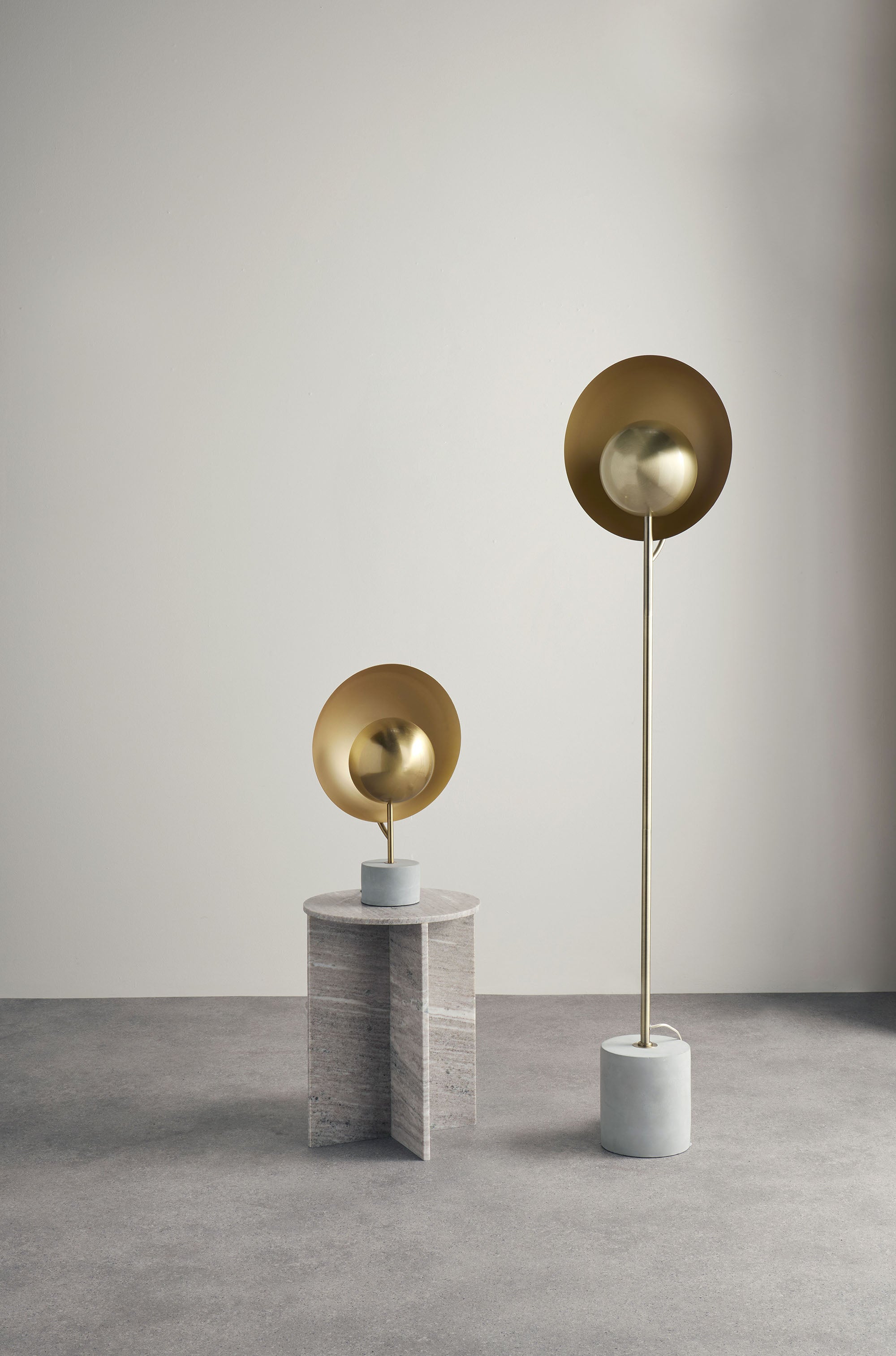 Grand Designs Owen Floor Lamp Antique Brass & Cement