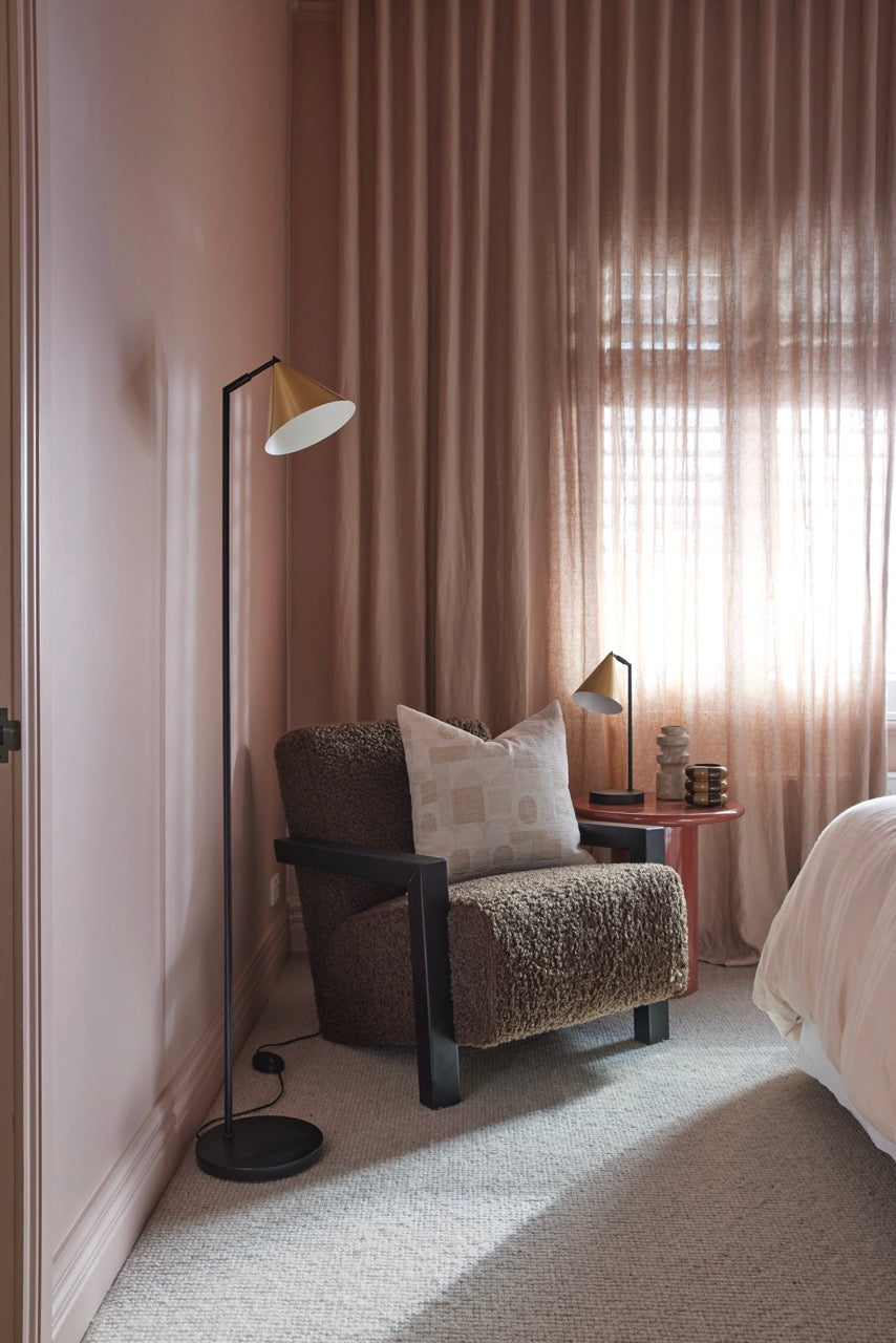 Hamlet Floor Lamp Brass & Black