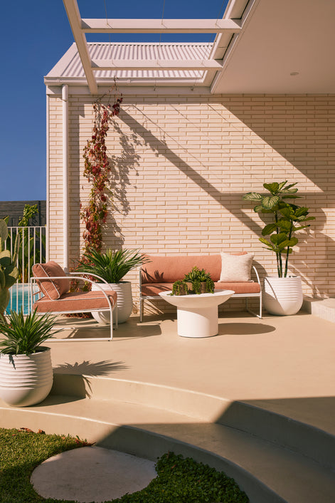 Reeve Outdoor 2 Seater Sofa Pink & White
