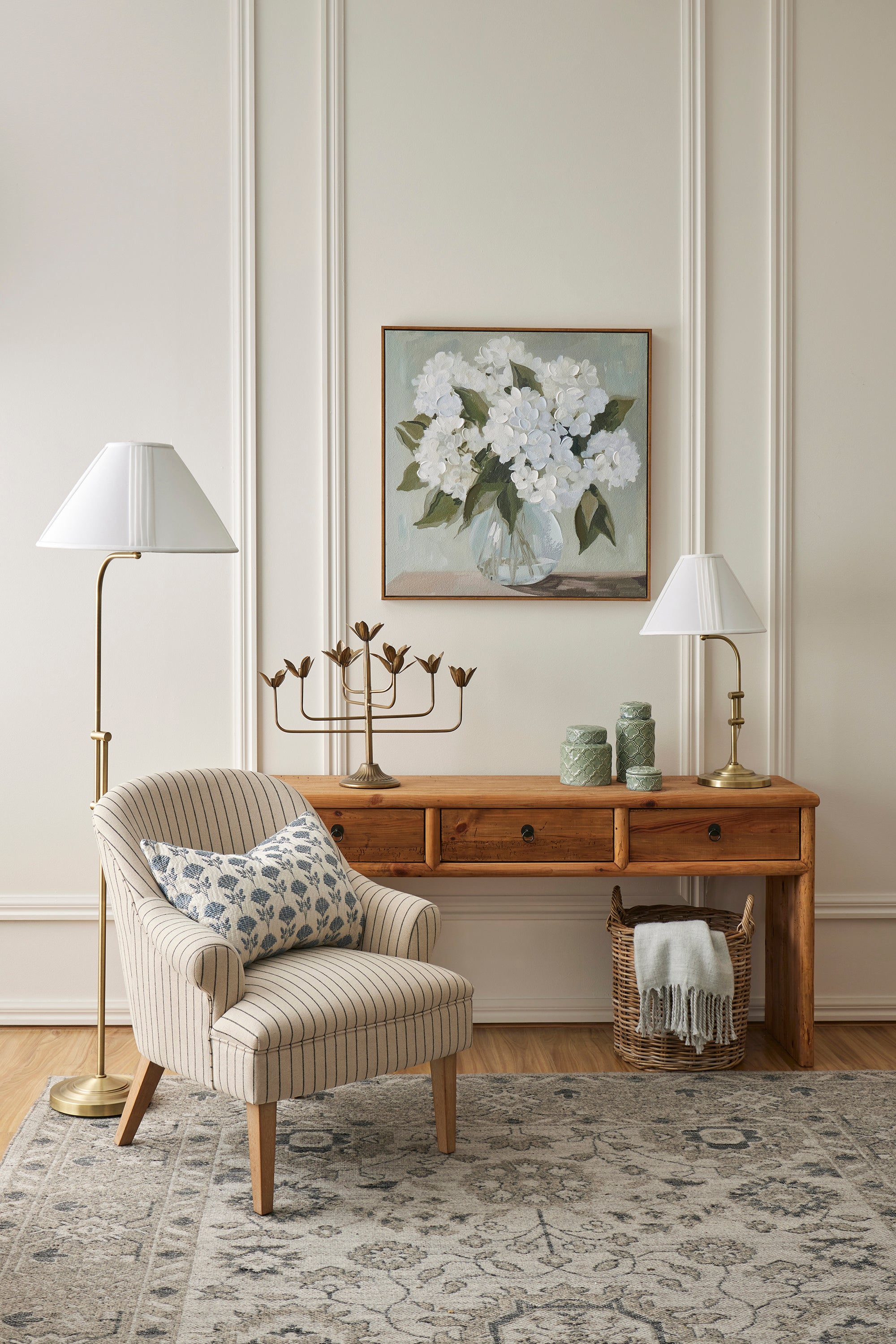 Everly Armchair Off White & Oak White Wash