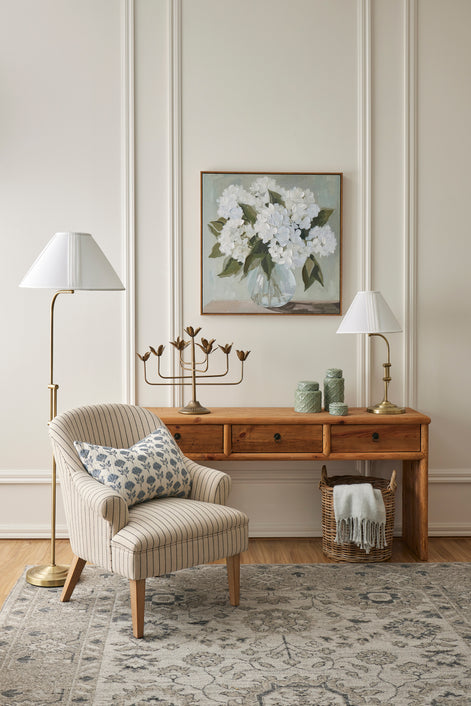 Everly Armchair Off White & Oak White Wash