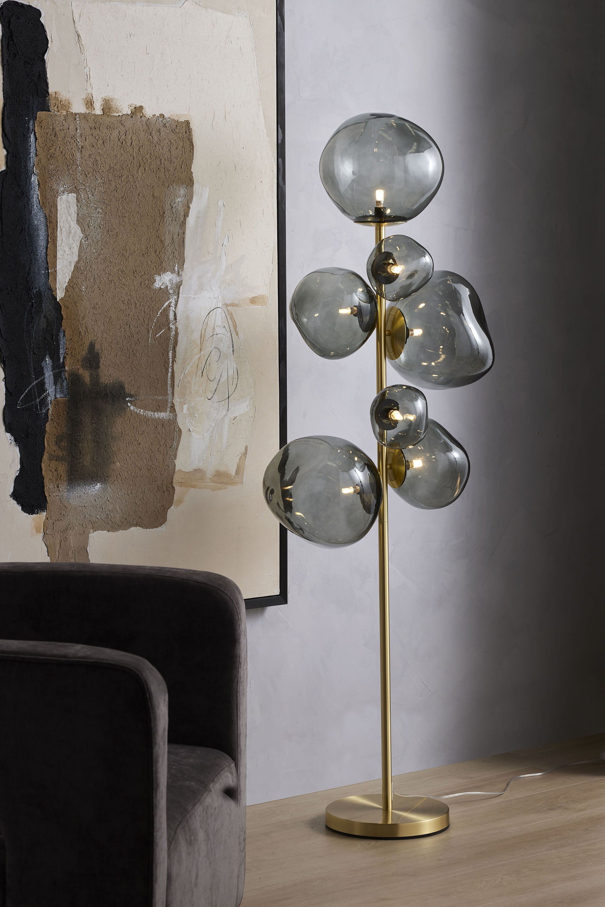 Athena Metallic Floor Lamp Black & Gold