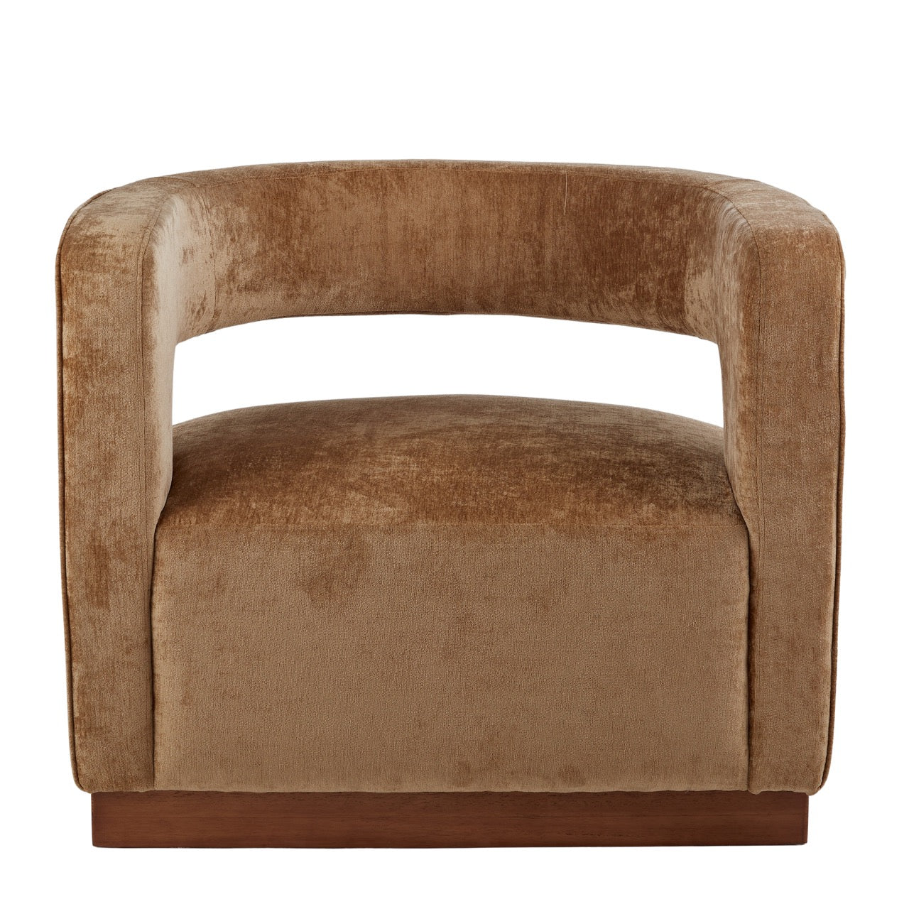 Gold Aged Velvet Armchair Gold & Walnut
