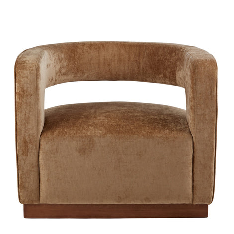 Gold Aged Velvet Armchair Gold & Walnut