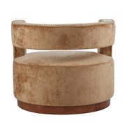 Gold Aged Velvet Armchair Gold & Walnut