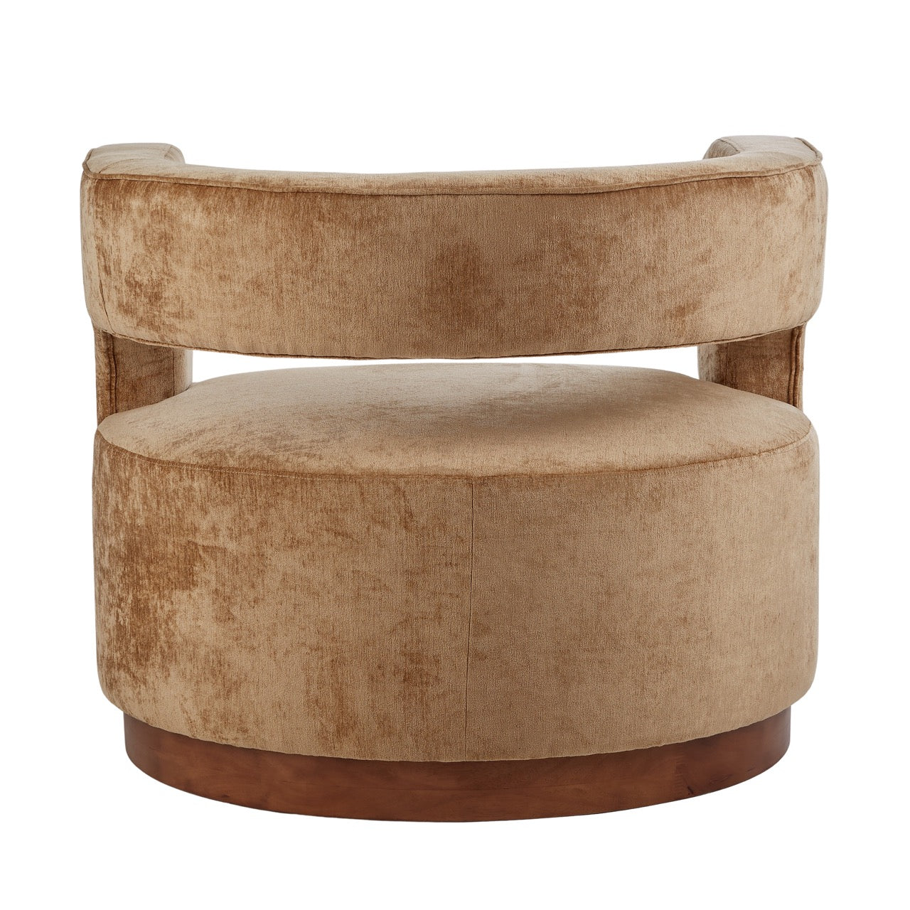 Gold Aged Velvet Armchair Gold & Walnut