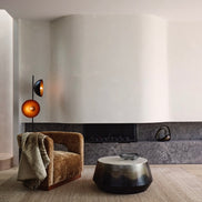 Gold Aged Velvet Armchair Gold & Walnut