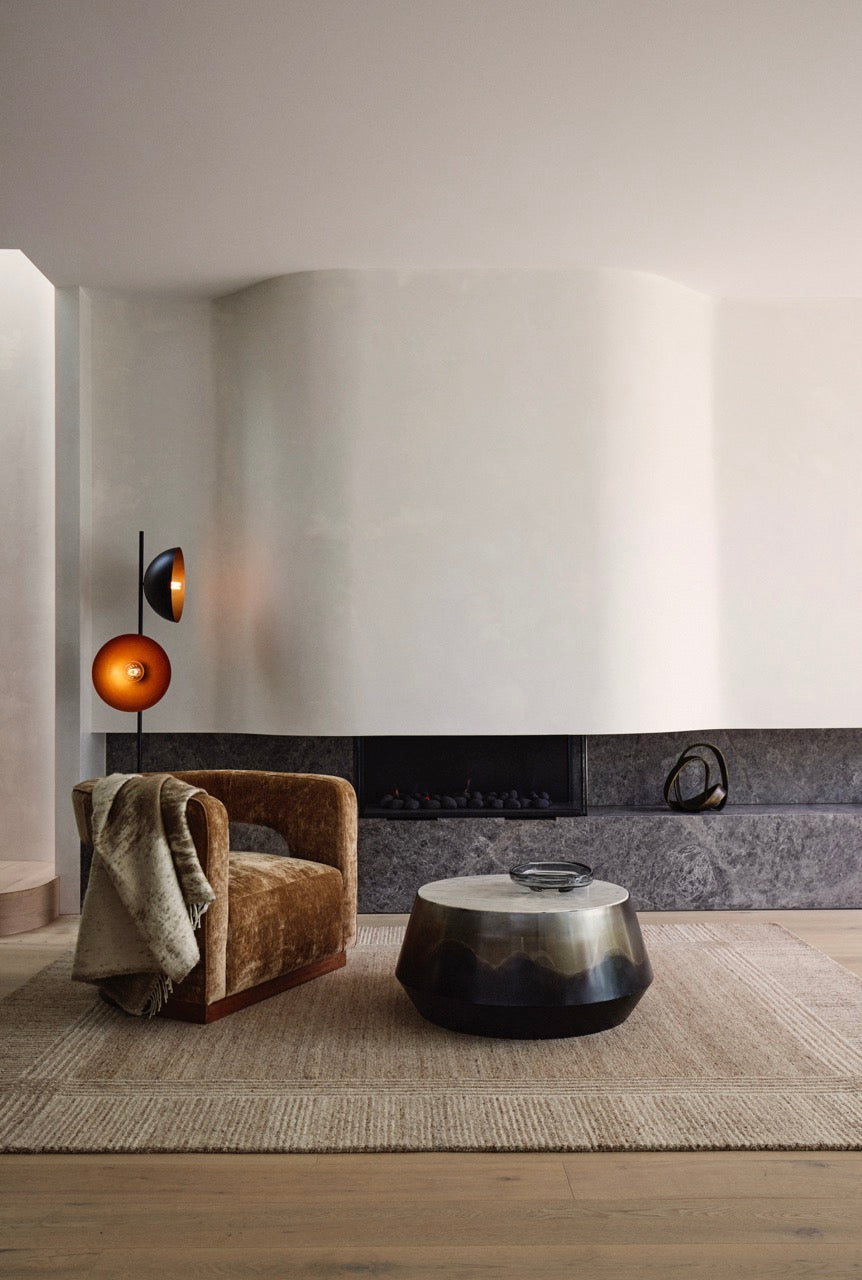 Gold Aged Velvet Armchair Gold & Walnut