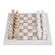 Marble Inlay Chess Set White & Brown